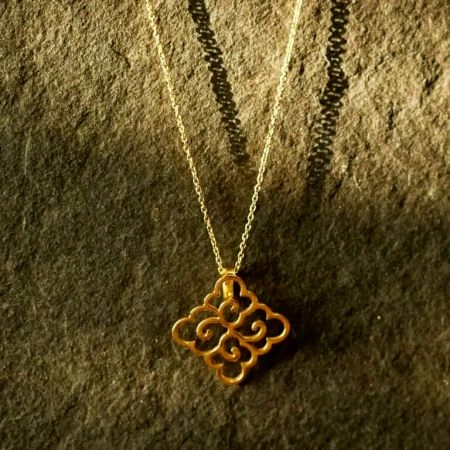 Designer brass handmde necklace, 18k gold plated necklace for women